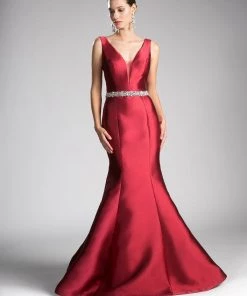 Beaded Belt Mikado Mermaid Gown By Cinderella Divine CR807