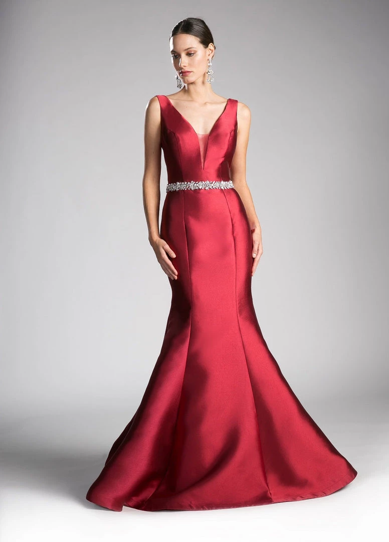 Beaded Belt Mikado Mermaid Gown By Cinderella Divine CR807 3 Beaded Belt Mikado Mermaid Gown By Cinderella Divine CR807