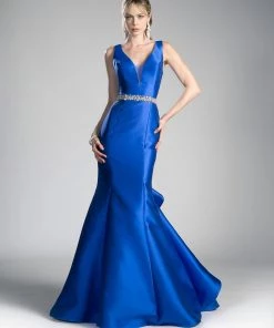 Beaded Belt Mikado Mermaid Gown By Cinderella Divine CR807 10 Beaded Belt Mikado Mermaid Gown By Cinderella Divine CR807