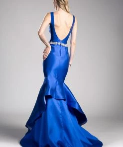 Beaded Belt Mikado Mermaid Gown By Cinderella Divine CR807