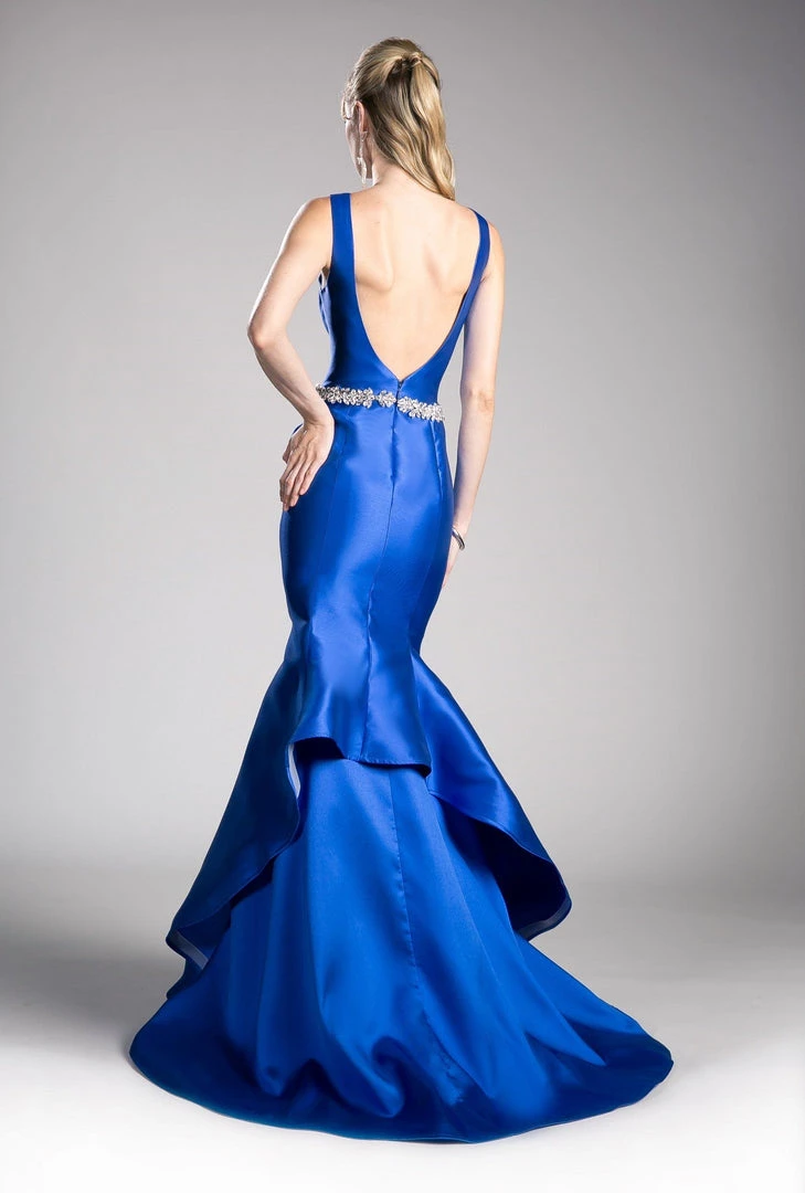 Beaded Belt Mikado Mermaid Gown By Cinderella Divine CR807 4 Beaded Belt Mikado Mermaid Gown By Cinderella Divine CR807