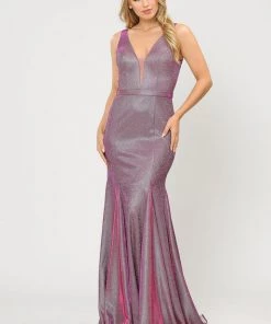 Long Metallic Glitter Mermaid Dress By Poly USA 8704