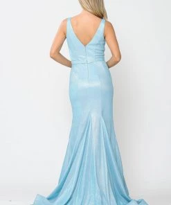 Long Metallic Glitter Mermaid Dress By Poly USA 8704
