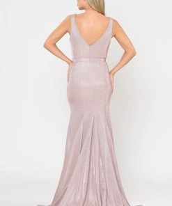 Long Metallic Glitter Mermaid Dress By Poly USA 8704