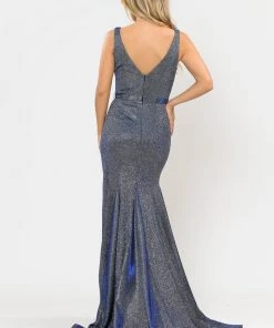Long Metallic Glitter Mermaid Dress By Poly USA 8704