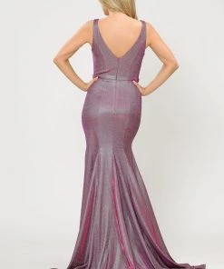 Long Metallic Glitter Mermaid Dress By Poly USA 8704
