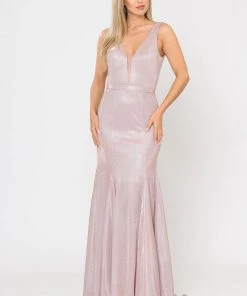 Long Metallic Glitter Mermaid Dress By Poly USA 8704
