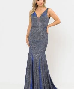 Long Metallic Glitter Mermaid Dress By Poly USA 8704