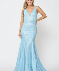 Long Metallic Glitter Mermaid Dress By Poly USA 8704