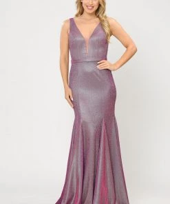 Long Metallic Glitter Mermaid Dress By Poly USA 8704