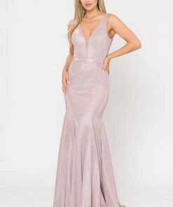 Long Metallic Glitter Mermaid Dress By Poly USA 8704