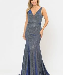 Long Metallic Glitter Mermaid Dress By Poly USA 8704