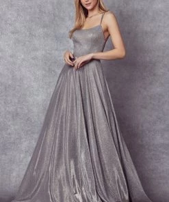 Long Metallic Glitter Pocket Dress By Juliet 203
