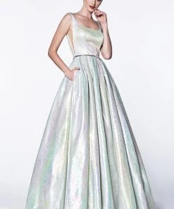 Prom Long Metallic Holographic Dress By Cinderella Divine KC880