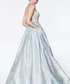 Prom Long Metallic Holographic Dress By Cinderella Divine KC880