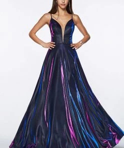 Long Metallic Iridescent A-line Dress By Cinderella Divine CJ506 Prom 17 Long Metallic Iridescent A-line Dress By Cinderella Divine CJ506 Prom
