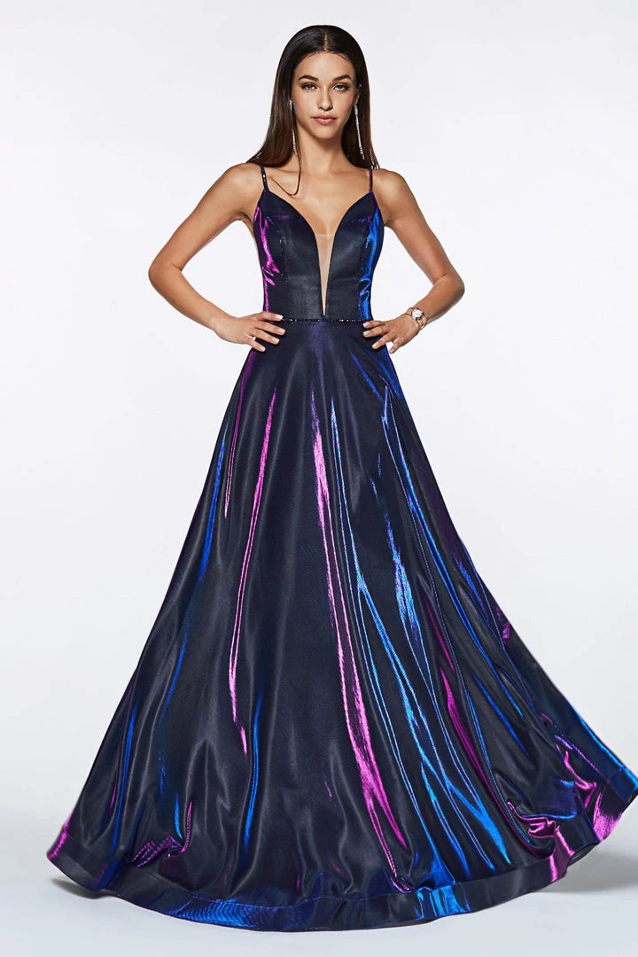 Long Metallic Iridescent A-line Dress By Cinderella Divine CJ506 Prom 9 Long Metallic Iridescent A-line Dress By Cinderella Divine CJ506 Prom