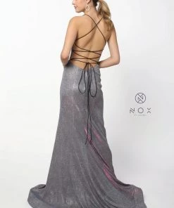 Long Metallic Mermaid Dress With Corset Back By Nox Anabel R273 11 Long Metallic Mermaid Dress With Corset Back By Nox Anabel R273