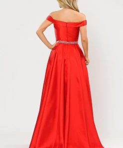 Long Mikado Off The Shoulder Dress By Poly USA 8686 Prom