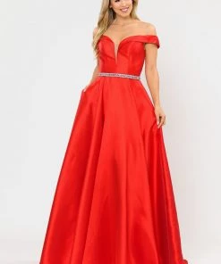 Long Mikado Off The Shoulder Dress By Poly USA 8686 Prom