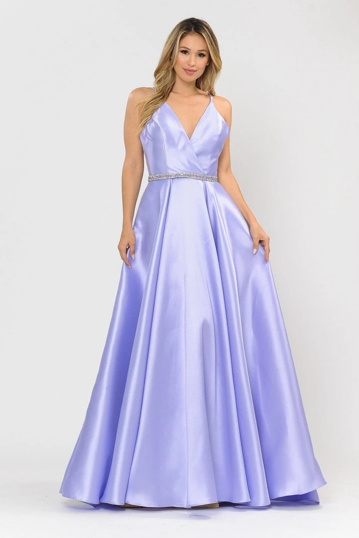 Prom Long Mikado V-Neck Dress With Strappy Back By Poly USA 8690 10 Prom Long Mikado V-Neck Dress With Strappy Back By Poly USA 8690