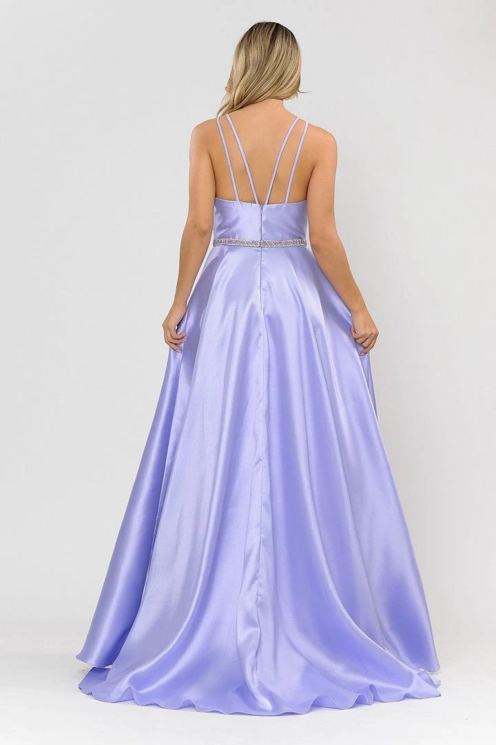 Prom Long Mikado V-Neck Dress With Strappy Back By Poly USA 8690 8 Prom Long Mikado V-Neck Dress With Strappy Back By Poly USA 8690