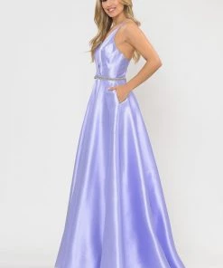 Prom Long Mikado V-Neck Dress With Strappy Back By Poly USA 8690 29 Prom Long Mikado V-Neck Dress With Strappy Back By Poly USA 8690