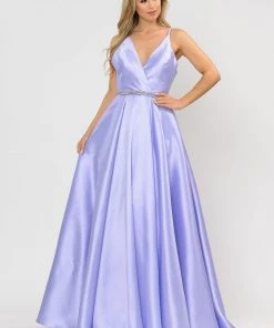 Prom Long Mikado V-Neck Dress With Strappy Back By Poly USA 8690 27 Prom Long Mikado V-Neck Dress With Strappy Back By Poly USA 8690