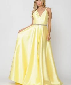 Prom Long Mikado V-Neck Dress With Strappy Back By Poly USA 8690 35 Prom Long Mikado V-Neck Dress With Strappy Back By Poly USA 8690