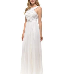 Long Mint Chiffon Dress With Lace Bodice By Lenovia