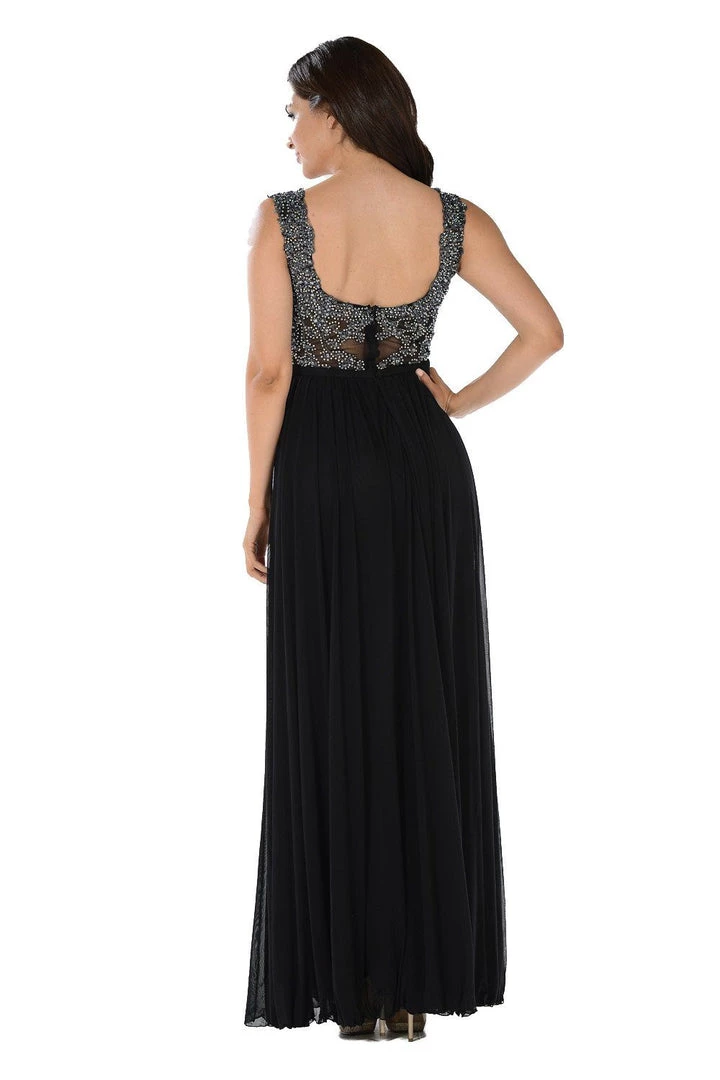 Long Mint V-Neck Dress With Beaded Bodice By Poly USA 6 Long Mint V-Neck Dress With Beaded Bodice By Poly USA