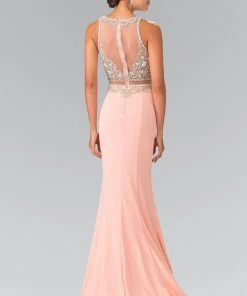 Long Mock Two-Piece Dress With Beaded Top By Elizabeth K GL2342 Prom