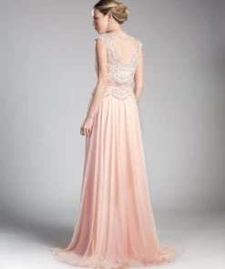 Long Mock Two-Piece Cap Sleeve Dress By Cinderella Divine CD0113