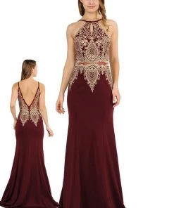 Long Mock Two-Piece Dress With Lace Appliques By Poly USA 8244