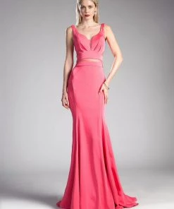 Prom Ruffled Long Mock Two-Piece Dress By Cinderella Divine 62454