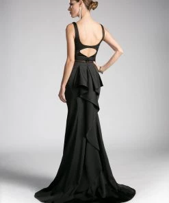 Prom Ruffled Long Mock Two-Piece Dress By Cinderella Divine 62454