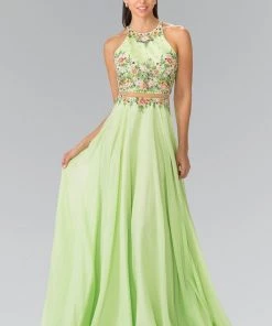 Long Mock Two-Piece Floral Embroidered Dress By Elizabeth K GL2340