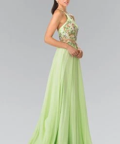 Long Mock Two-Piece Floral Embroidered Dress By Elizabeth K GL2340