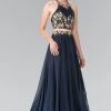 Long Mock Two-Piece Floral Embroidered Dress By Elizabeth K GL2340