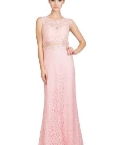Starbox Prom Long Mock Two Piece Lace Dress By Star Box 6193