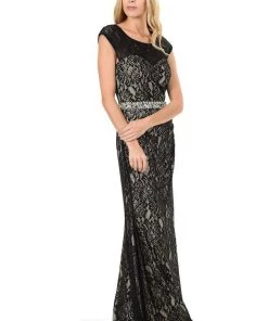 Prom Long Navy Blue Cap Sleeve Lace Dress With Shawl By Lenovia 45 Prom Long Navy Blue Cap Sleeve Lace Dress With Shawl By Lenovia