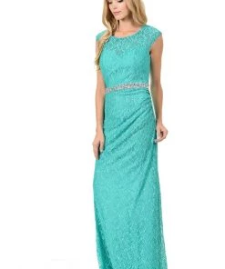 Prom Long Navy Blue Cap Sleeve Lace Dress With Shawl By Lenovia 36 Prom Long Navy Blue Cap Sleeve Lace Dress With Shawl By Lenovia