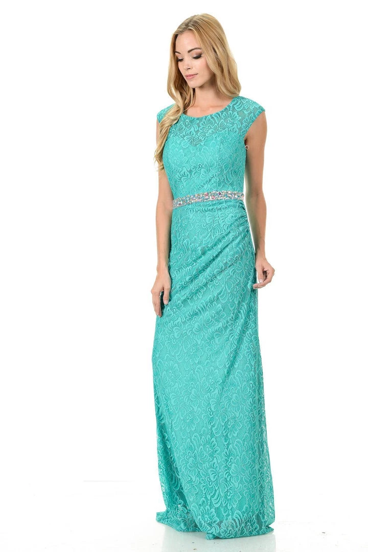 Prom Long Navy Blue Cap Sleeve Lace Dress With Shawl By Lenovia 15 Prom Long Navy Blue Cap Sleeve Lace Dress With Shawl By Lenovia