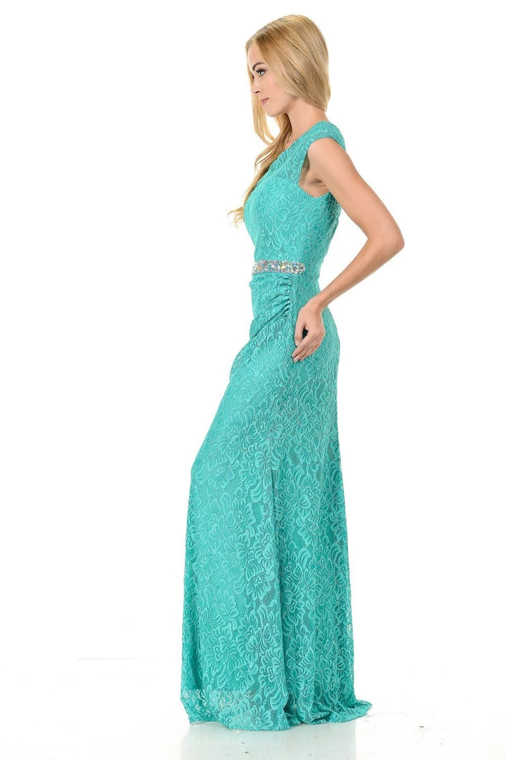 Prom Long Navy Blue Cap Sleeve Lace Dress With Shawl By Lenovia 14 Prom Long Navy Blue Cap Sleeve Lace Dress With Shawl By Lenovia