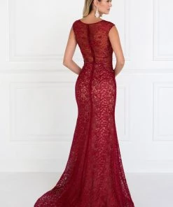 Long Navy Cap Sleeve Lace Dress By Elizabeth K GL1531