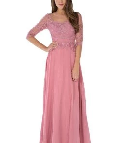 Long Navy Dress With Illusion Lace Sleeves By Poly USA 12 Long Navy Dress With Illusion Lace Sleeves By Poly USA