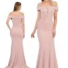 Long Off Shoulder Dress With Illusion Panel By Poly USA 8462