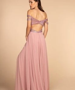 Prom Long Off Shoulder Dress With Jeweled Bodice By Elizabeth K GL2527