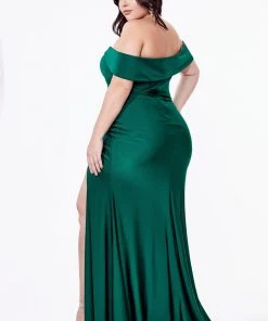Long Off Shoulder Fitted Dress By Cinderella Divine KV1050 Prom