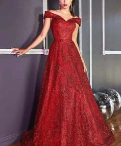 Long Off Shoulder Glitter Dress By Cinderella Divine CB050 Prom 15 Long Off Shoulder Glitter Dress By Cinderella Divine CB050 Prom